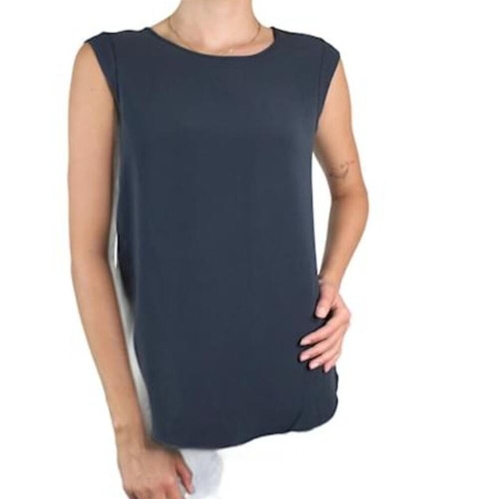 Loro Piana black Scoop neck vest sleeveless silk top size 44